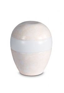 Keepsake urn of porcelain 'Planet' - Beige floral motif relief