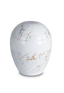 Keepsake urn of porcelain 'Planet' - Carrara marble with gold-colored veins motif