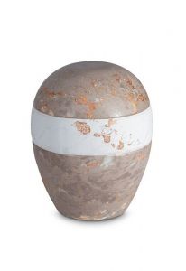 Keepsake urn of porcelain 'Planet' - Brown and white marble motif