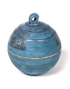 Ceramic funeral urn 'Circle of life' blue