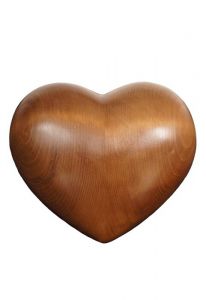 Heart cremation urn for ashes made of wood - dark stained