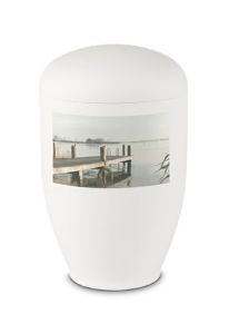 Steel Photo Urn with Personal Image - White
