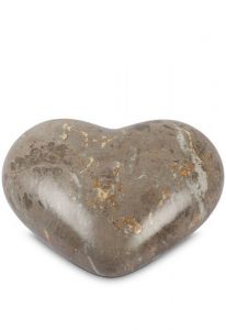 Half-standing brown heart cremation urn for ashes with marble motif - Love Collection