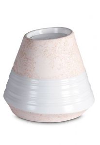 Porcelain urn for ashes 'Maya' | Coral pink relief