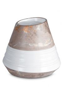 Porcelain urn for ashes 'Maya' | Brown marble motif