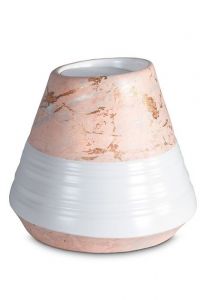 Porcelain urn for ashes 'Maya' | Pink marble motif
