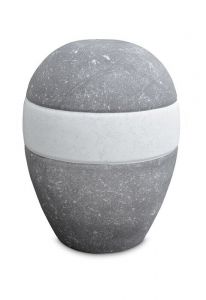 Porcelain urn for ashes 'Planet' - Belgian bluestone and ice