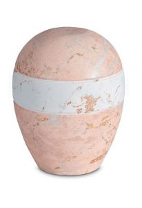 Porcelain urn for ashes 'Planet' - Pink marble motif