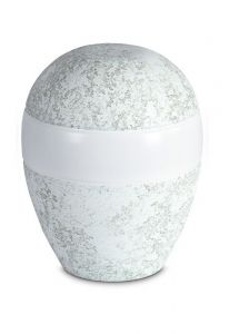 Porcelain urn for ashes 'Planet' - Marine water relief - green