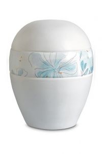 Porcelain urn for ashes 'Planet' - Band with floral details