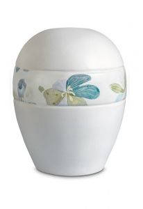 Porcelain urn for ashes 'Planet' - Band with flowers