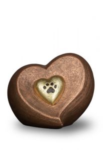 Heart-shaped pet urn with paw print - large