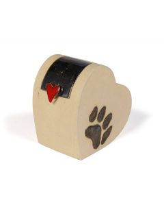 Heart shaped pet urn with paw print