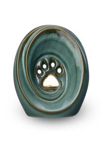 Paw pet urn for ashes with candle holder Oily Green | SALE