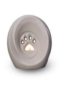 Paw pet urn for ashes with candle holder in white | SALE