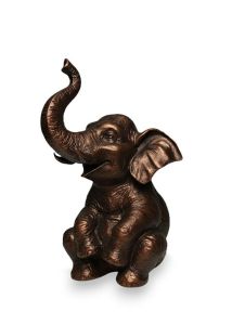 Seated Elephant Cremation Urn in Bronze