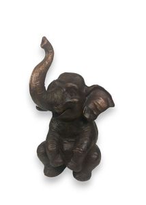 Seated Elephant Cremation Urn in Bronze