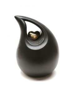 Ceramic funeral urn gold-coloured heart