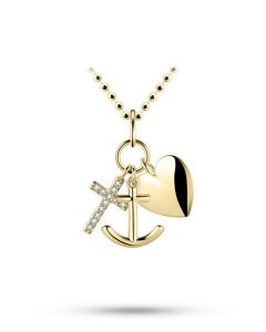 Yellow gold plated memorial pendant Faith, Hope and Love