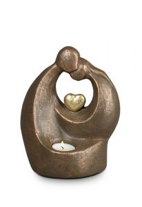 Ceramic funeral urn 'Eternal Love' with candle holder