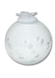 Glass cremation urn with a butterfly