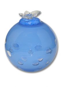 Glass cremation urn with a butterfly