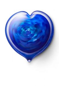 Heart shaped glass keepsake urn blue-mixed