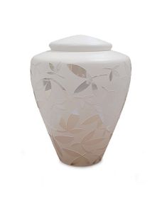 Glass urn ‘Bamboo Leaves’ White - SALE