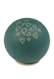 Spherical cremation ashes urn 'Hearts' Petrol Slib