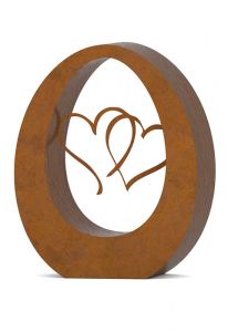 Corten steel cremation ashes mini urn 'Hearts'