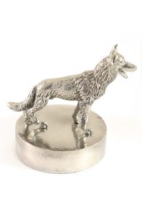 German Shepherd Dog urn silver tin