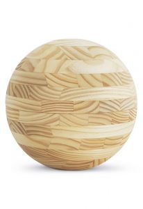 Oiled pine wood cremation urn for ashes 'Sphera'