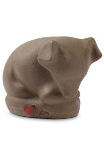 Handmade Anthracite Ceramic Dog Urn with Heart