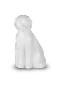 Satin white ceramic dog urn