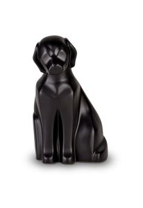 Satin black ceramic dog urn