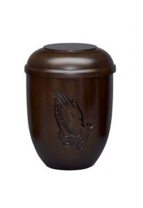 Wooden funeral urn hands