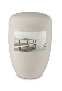 Steel Photo Urn with Personal Image - White