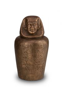 Egyptian Canopic jar urn for ashes 'Life ends Eternity begins'