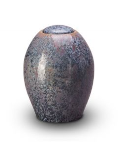 Blue ceramic cremation urn