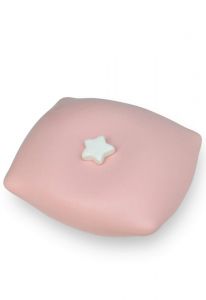 Pink pillow urn for ashes with white star