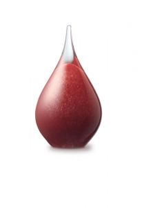 Teardrop glass keepsake urn 'Memory' red opaque