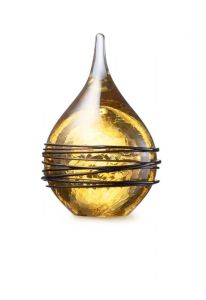 Teardrop crystal glass keepsake ashes urn 'Swirl' krakele gold