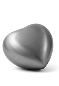 Silver coloured brass keepsake urn 'Satin heart'
