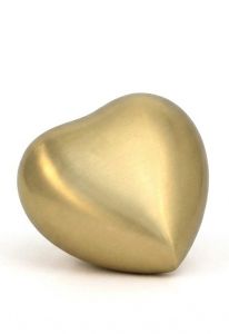 Gold coloured brass keepsake urn 'Satin heart'