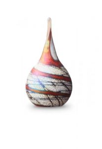 Drop shaped glass cremation ashes mini urn 'Terra'