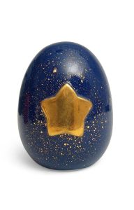 Handmade keepsake urn for cremation ashes with gold coloured star
