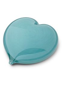 Heart-Shaped Crystal Glass Keepsake Urn, Light Blue
