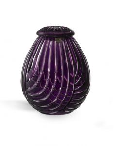 Crystal glass cremation urn with leaves