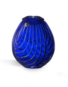 Crystal glass cremation urn with leaves