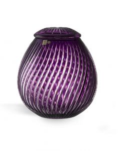 Crystal glass cremation urn with leaves